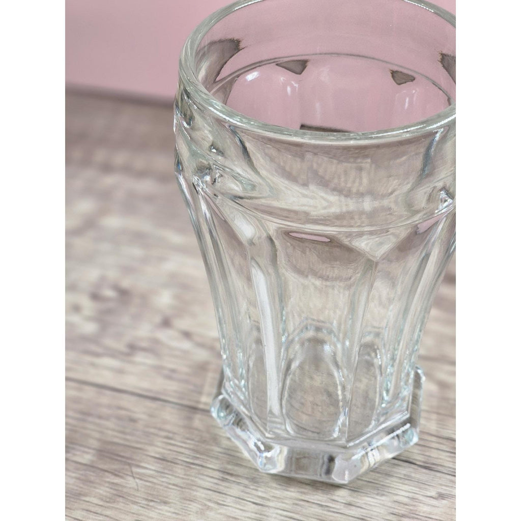 Vintage Crisa Paneled Clear Glass Tumblers | 5 Inch Tall Drinking Glasses