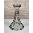 Vintage Fostoria Smokey Glass Candle Holder Faceted 6 Inch USA