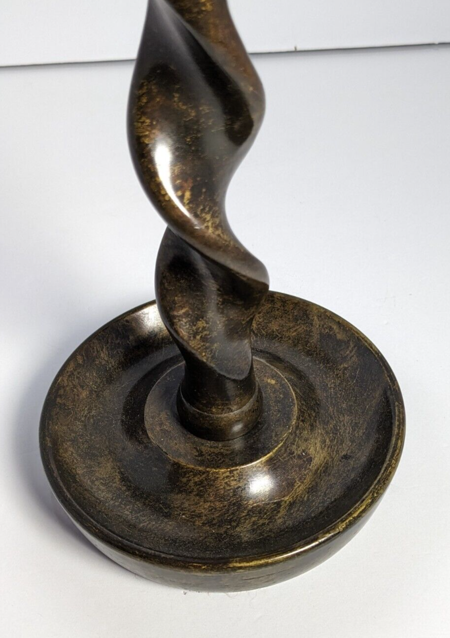 Vintage Brass Twist Candlestick Holder – 10.5" Tall Brass Taper Holder, Rustic