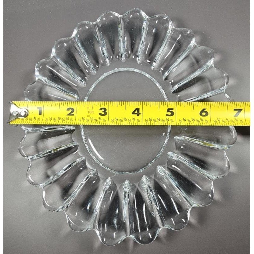 Vintage Clear Pressed Glass Oval Serving Platter Fluted Glass Dish