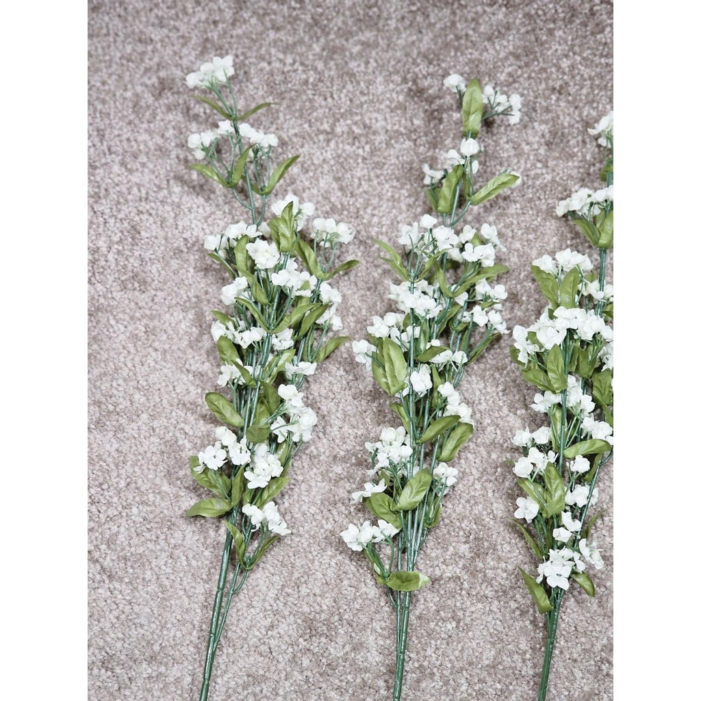 23" Artificial White Gypsophila Stems Baby's Breath Faux Floral Decor