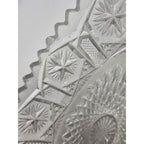 Cut Glass Candy Dish Starburst Pattern Handled Vintage