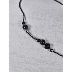 Vintage Black Faceted Teardrop Pendant Beaded Necklace