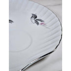 Vintage Cherry Blossom Porcelain Snack Plate Silver Trim
