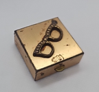 Vintage Metal Brass Pill Box  Glasses Raised Deco Square