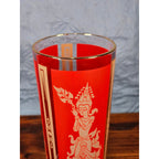 Vintage Culver Thai Goddess Highball Glass | Red & 22K Gold Barware