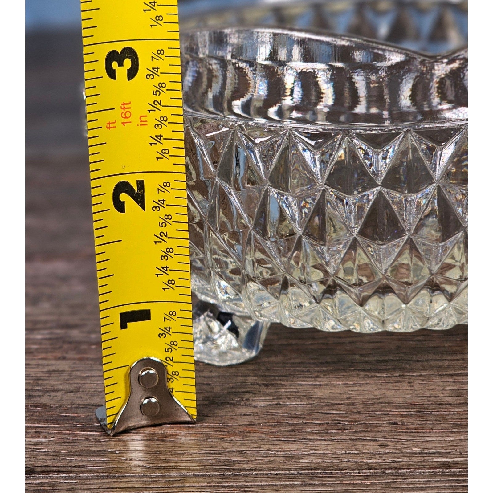 Vintage Pressed Glass Footed Bowl Heart Rim Clear Glass Candy Dish