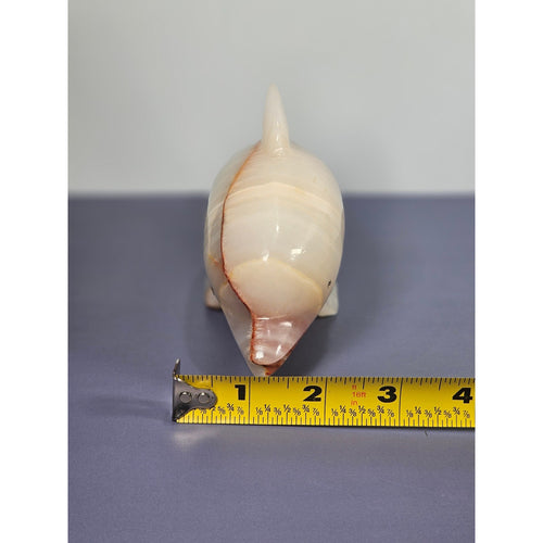 Hand Carved Onyx Dolphin Figurine Natural Stone Dolphin Statue Ocean Decor