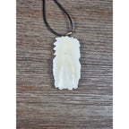 Carved Buffalo Bone Pendant Woman & Horse Motif 3x1 Inch Statement Necklace