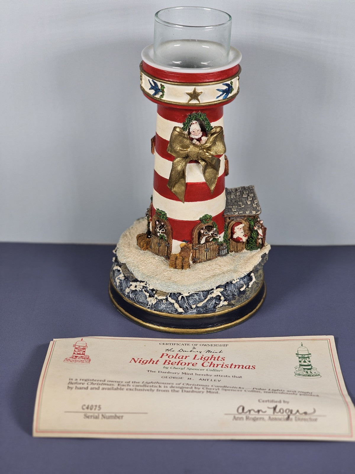 VTG Danbury Mint “Night Before Christmas” Lighthouse Candle Holder Nautical