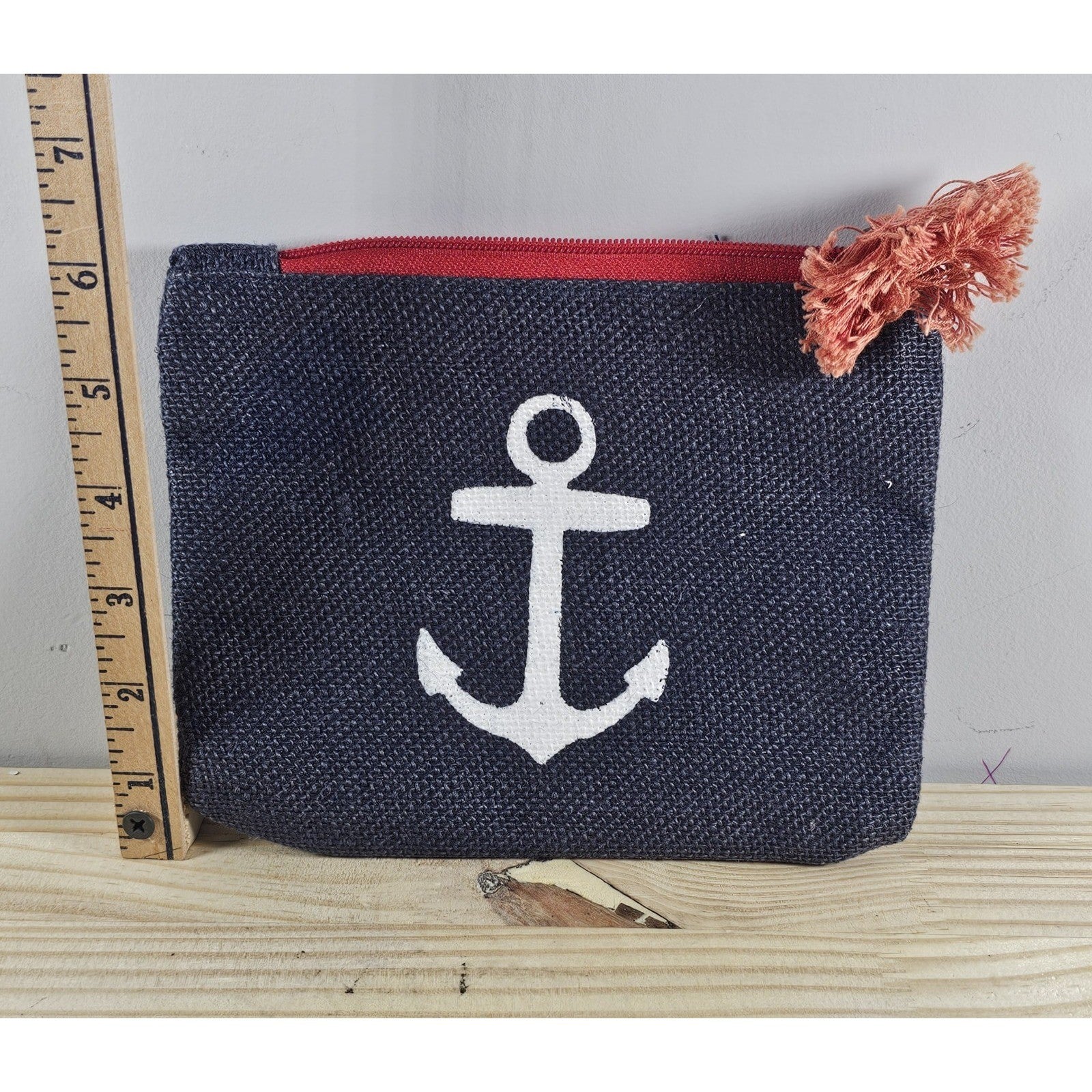 Mud Pie Sea Icon Anchor Cosmetic Case & Jute Carryall Bag Set of 2
