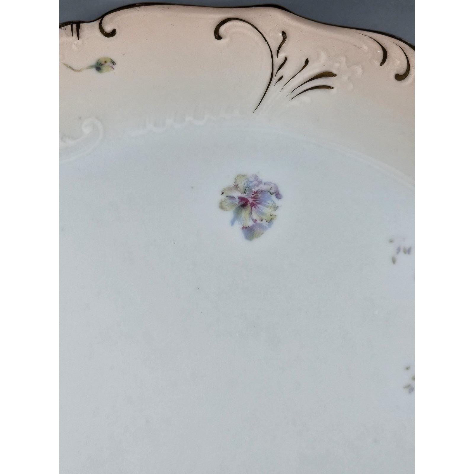 Vintage Austria Hand Painted Floral Porcelain Plate 11" Gold Rim