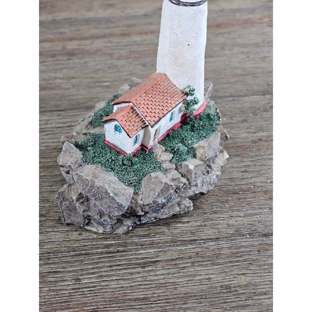 Miniature Lighthouse Figurine Hollow Resin Coastal Decor 4 Inch Nautical