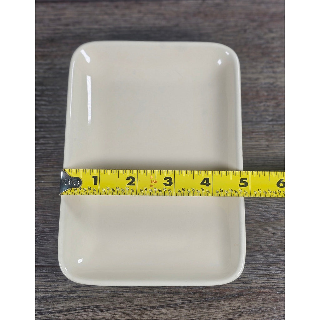 Old Pottery Company Rectangular Dish 7x5 Cream Stoneware Tray