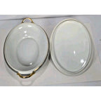 Noritake Covered Casserole Dish Gold Rim Serving Bowl Japan 8.25"
