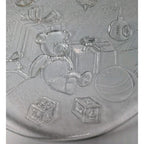 Vintage Clear Glass Teddy Bear Christmas Platter Holiday Serving Dish