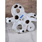 White Crackle Glaze Ceramic Octopus Figurine Nautical Coastal Home Decor Accent