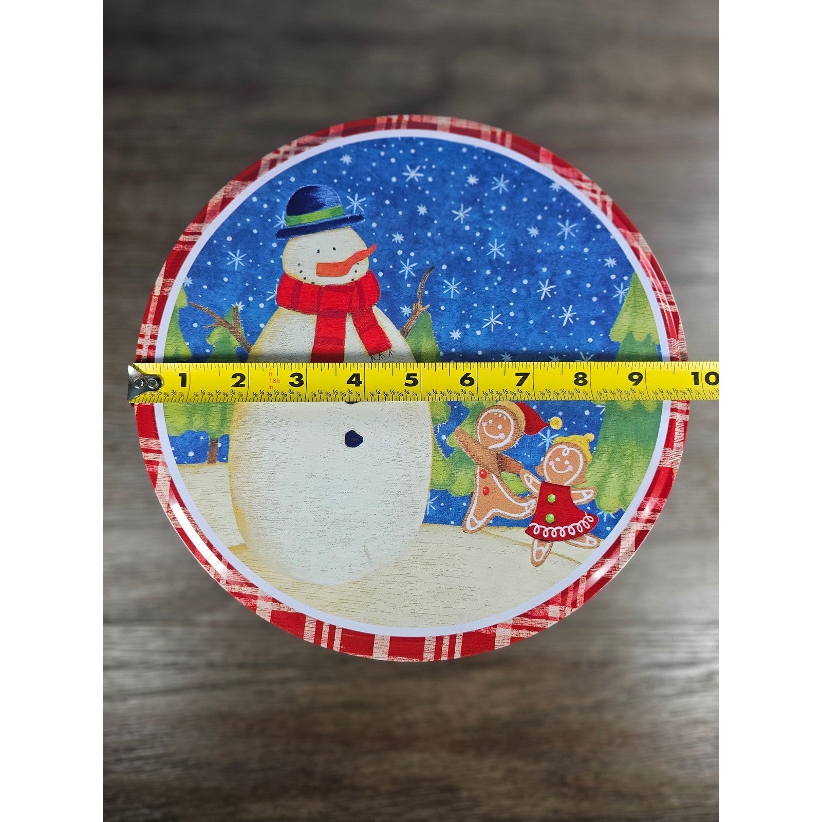Vintage Snowman Gingerbread Christmas Tin Cookie Storage Box