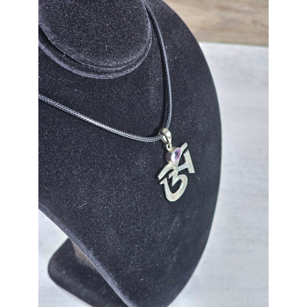 Vintage Om Pendant Necklace with Amethyst Stone