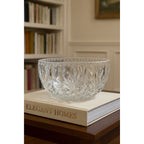 Vintage Cut Crystal Glass Bowl Starburst Pattern Scalloped Rim 9 Inch