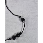 Vintage Black Faceted Teardrop Pendant Beaded Necklace