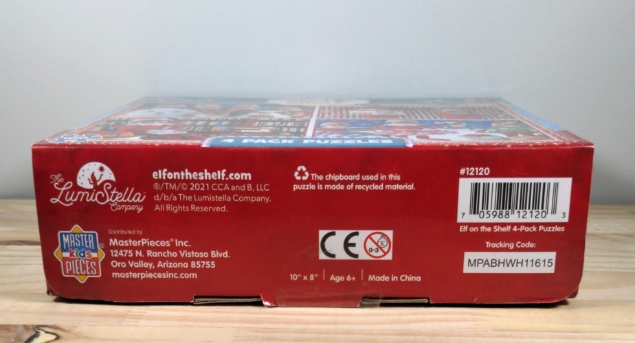 New MasterPieces  Elf On The Shelf 4-Pack 100 Piece Kids Christmas Puzzle