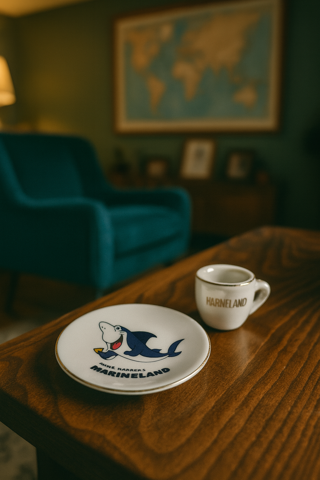 Vintage Hanna Barbera Marineland Mini Miniature Cup & Saucer Shark Set