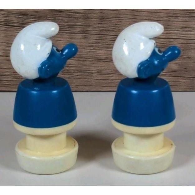 Vintage Smurf School Bus Figures Peyo 1982 Set of 2 Plastic