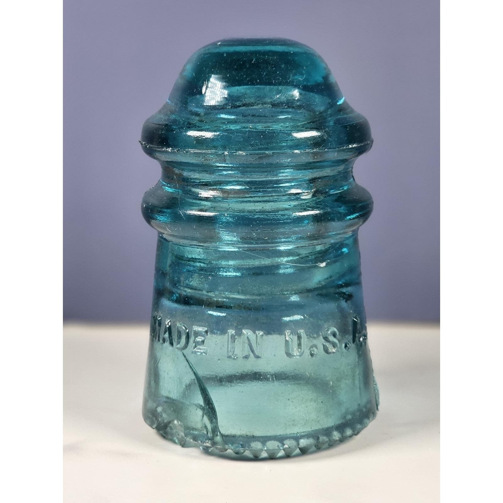 Vintage Hemingray No 9 Glass Insulator Blue May 2 1893