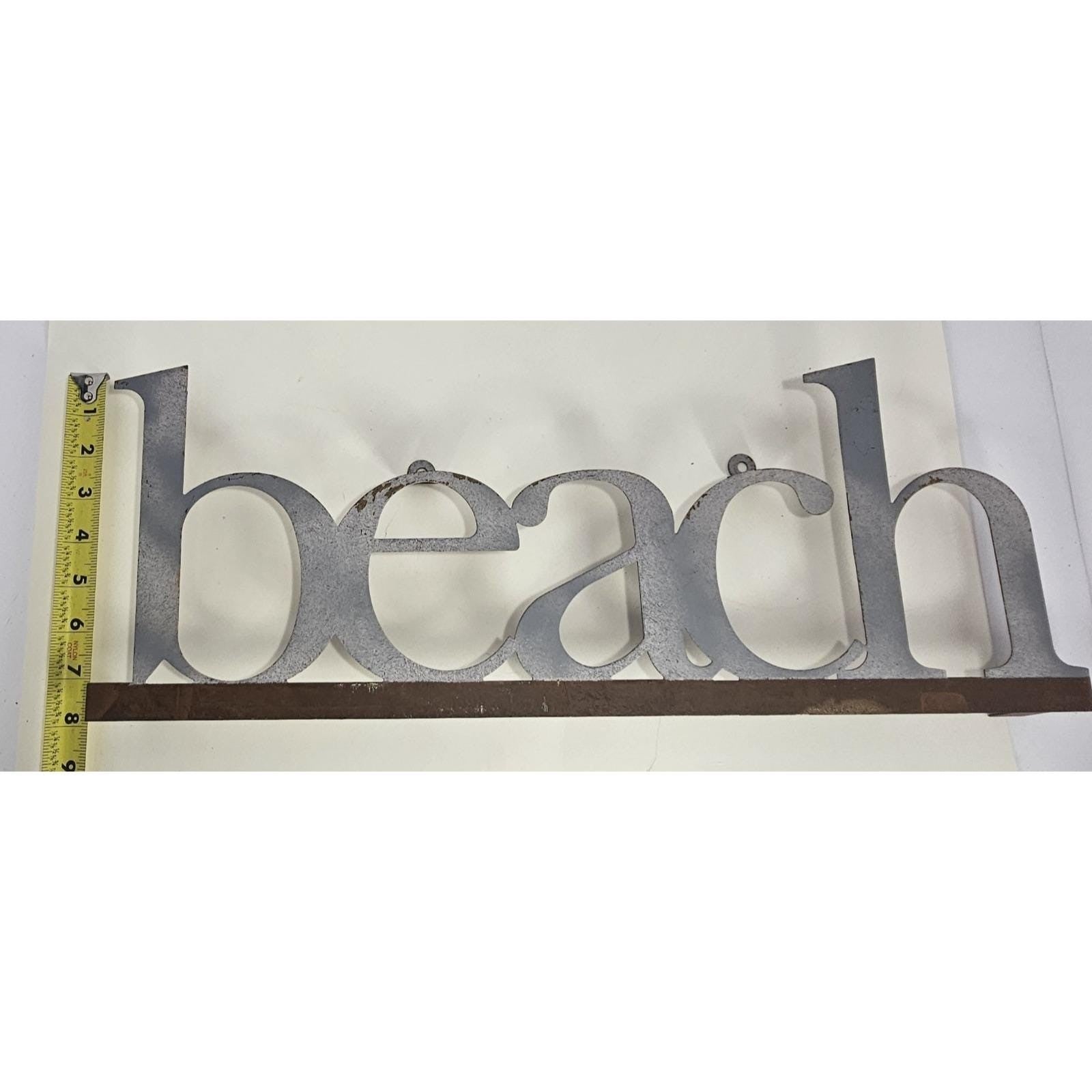Vintage Metal BEACH Wall Sign Rustic Coastal Pop Out Letters
