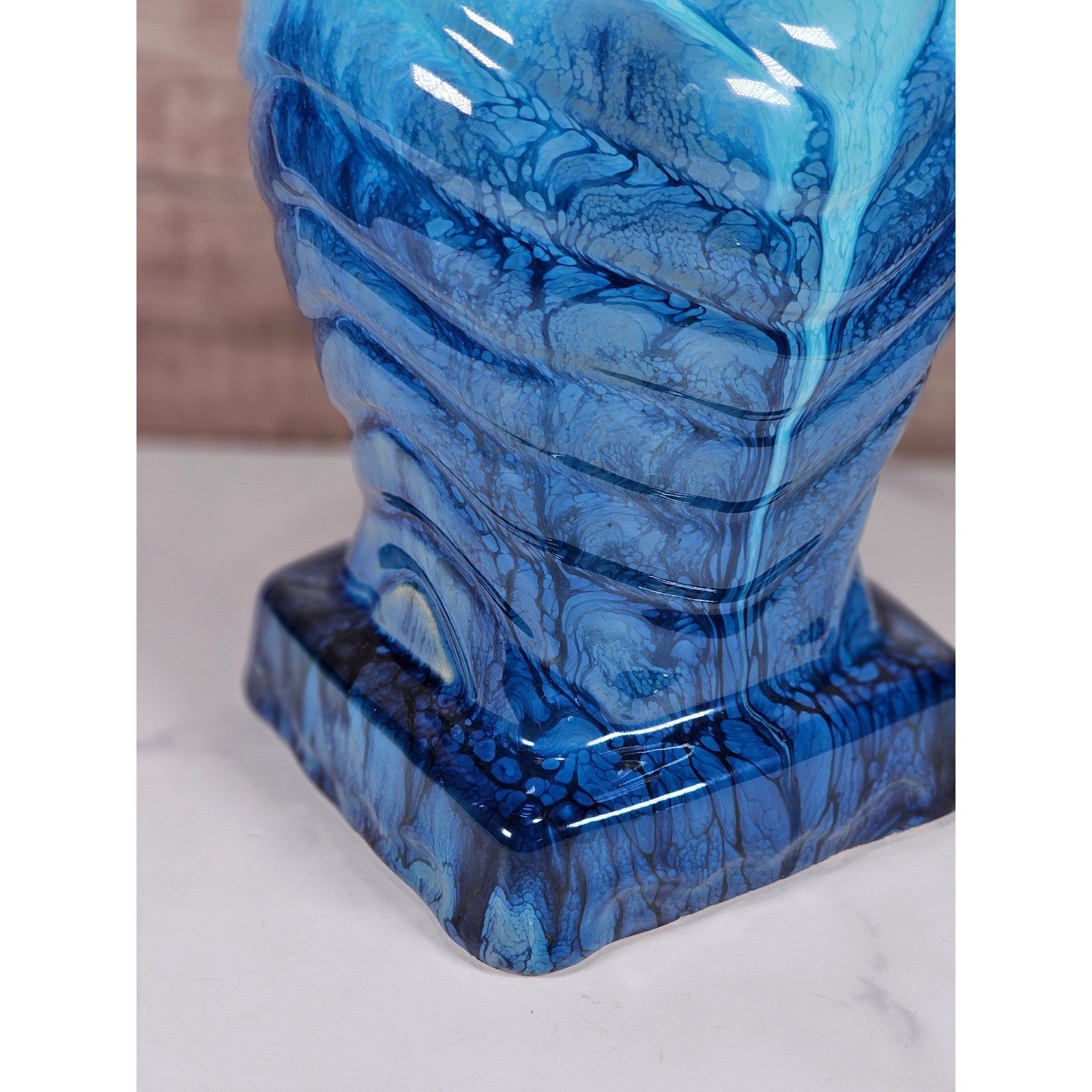 Blue Drip Glaze Ceramic Vase | Textured Aqua Cobalt Art Pottery Decor