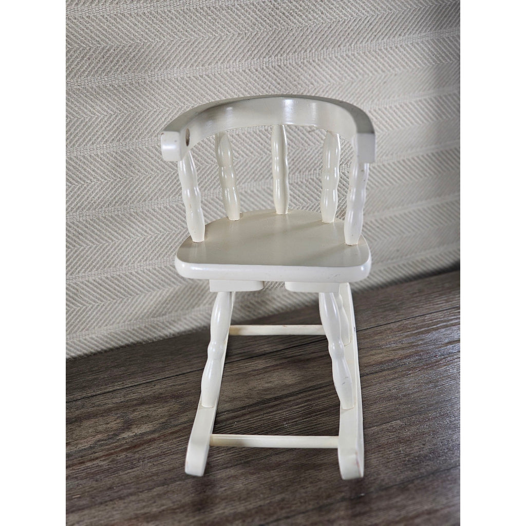 Vintage Wooden Doll Rocking Chair White 16" Cottage Style 80s 90s