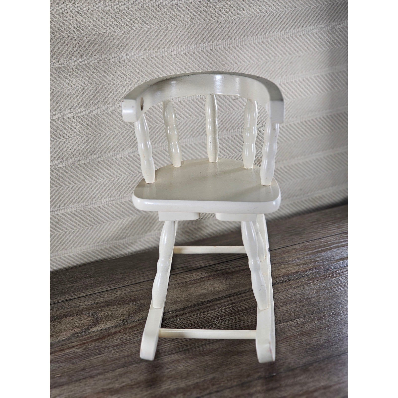 Vintage Wooden Doll Rocking Chair White 16" Cottage Style 80s 90s