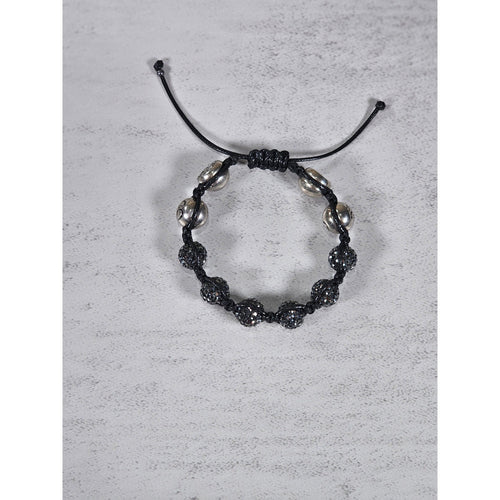 Adjustable Om Bracelet Black Cord Rhinestone Bead Spiritual Bracelet