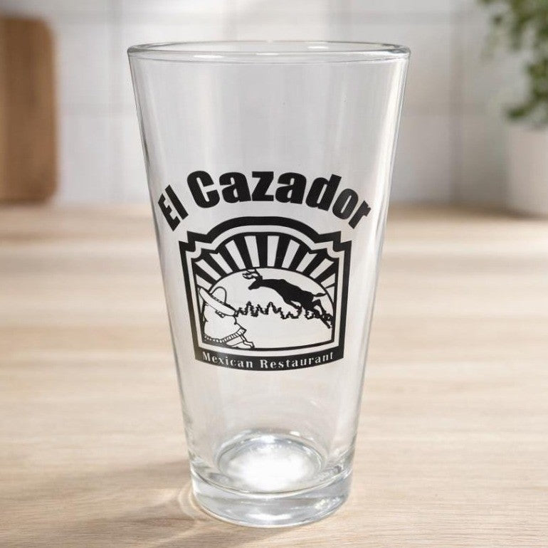 El Cazador Pint Glass Mexican Restaurant Logo 16oz Barware