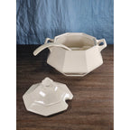 Vintage White Soup Tureen with Lid and Ladle | Octagonal Serving Dish