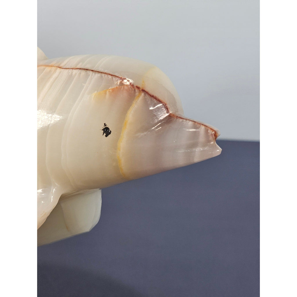 Hand Carved Onyx Dolphin Figurine Natural Stone Dolphin Statue Ocean Decor