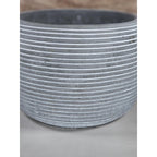 Minimalist Cement Planter with Ribbed Texture Modern Gray Pot