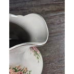 Vintage Belk Floral Ceramic Pitcher Rose Urn Design Cream Vase Handle