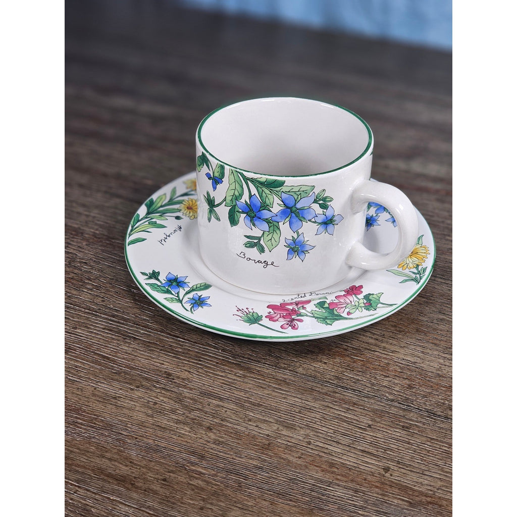 Vintage Majesticware Geranium Cup & Saucer Set by Sakura Floral Stoneware