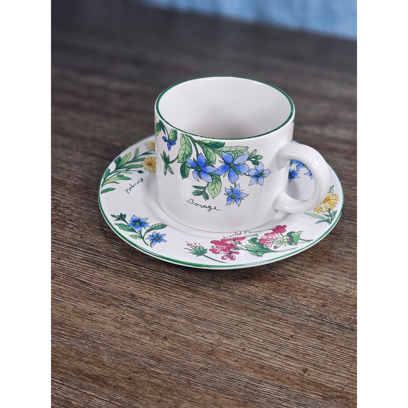 Vintage Majesticware Geranium Cup & Saucer Set by Sakura Floral Stoneware
