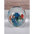 Glass Paperweight Aquatic Scene Fish Swirls Art Hand Blown