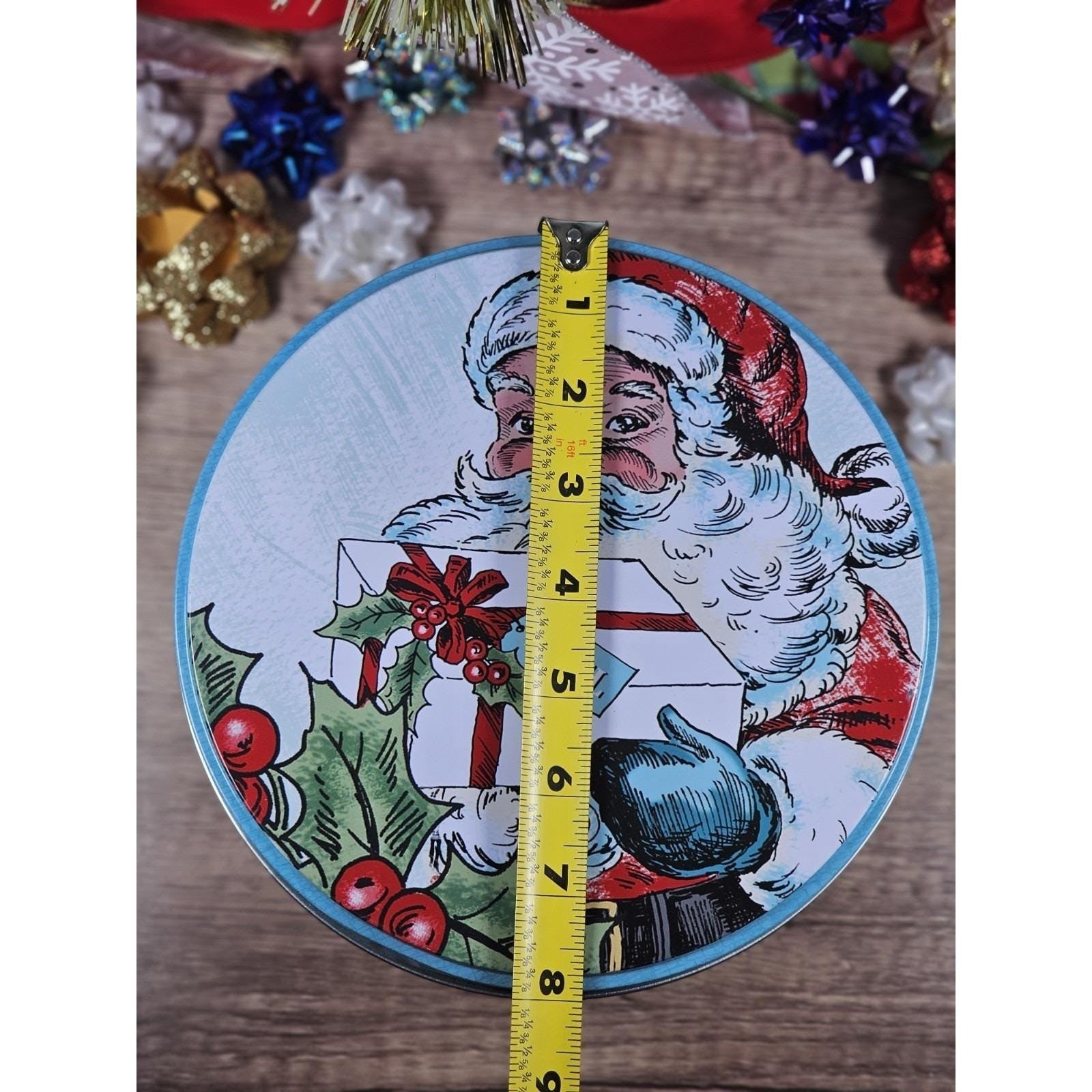 Santa Cookie Tin Vintage Christmas Metal Storage Holiday Decor