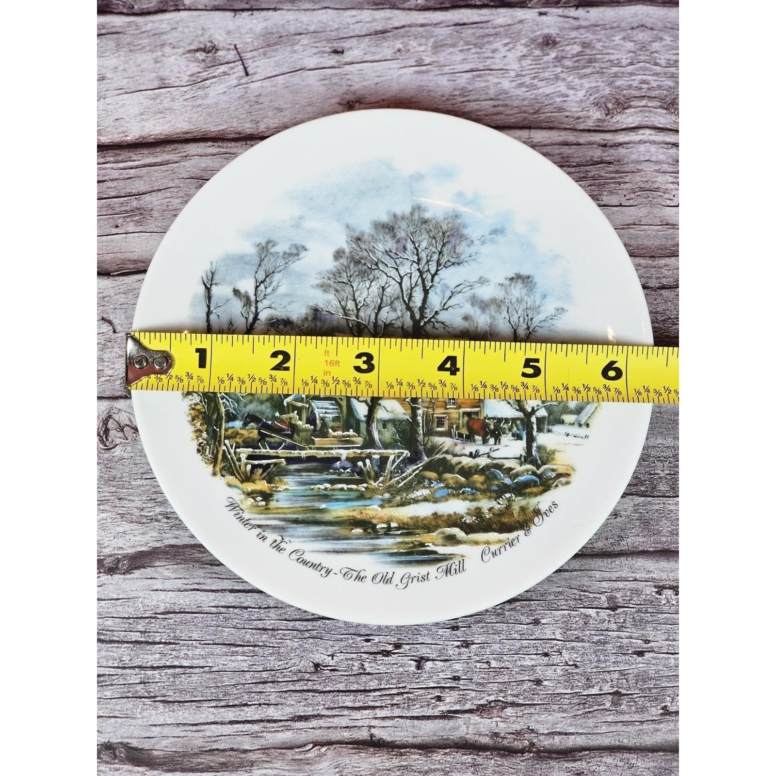 Vintage Currier & Ives "The Old Grist Mill" Winter Scene Decorative Plate