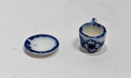 Dollhouse Tea Set with Blue White Floral Ceramic 1:12 Scale Miniature