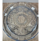 Vintage Anchor Hocking Blue Chip and Dip Plate Glass Serving Tray