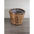 Vintage Woven Basket with Plastic Liner – Rustic Storage or Planter Basket