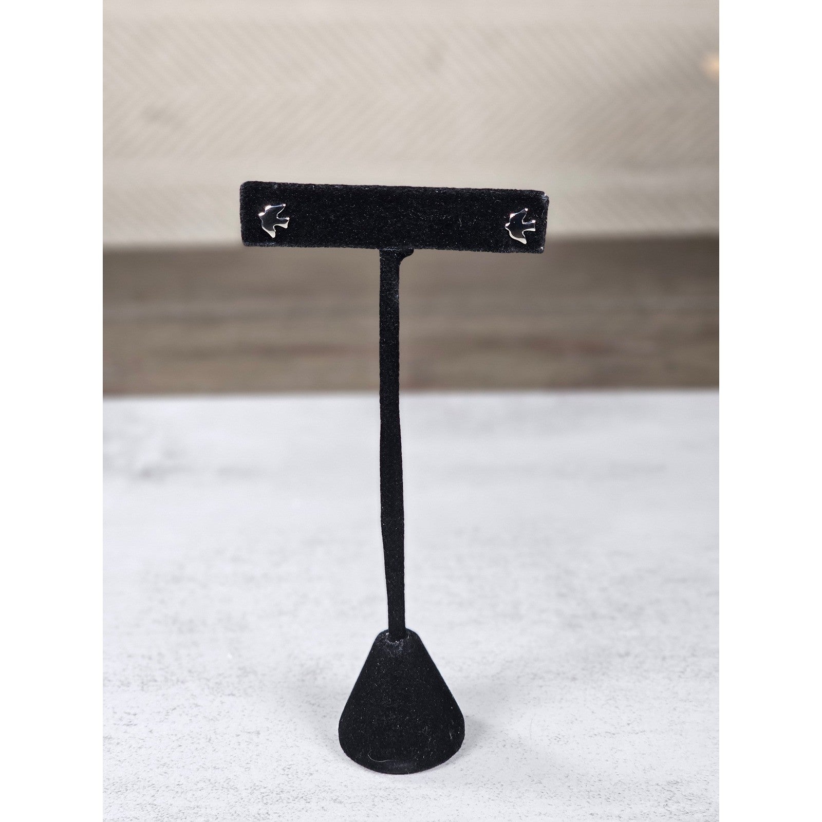 Vintage Silver Tone Bird Stud Earrings Small Swallow Post Pair