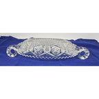Cut Glass Candy Dish Starburst Pattern Handled Vintage