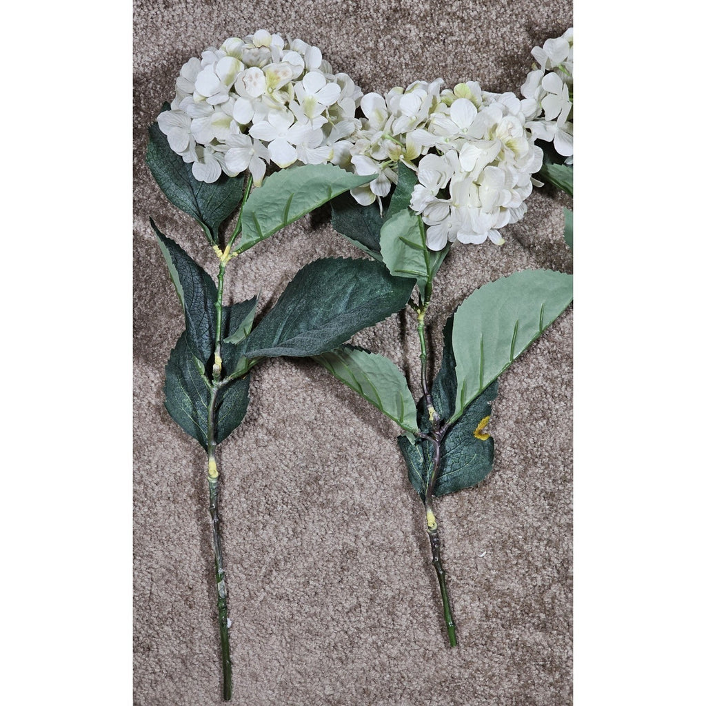 Vintage Artificial Hydrangea Flowers Set of 4 White Floral Stems